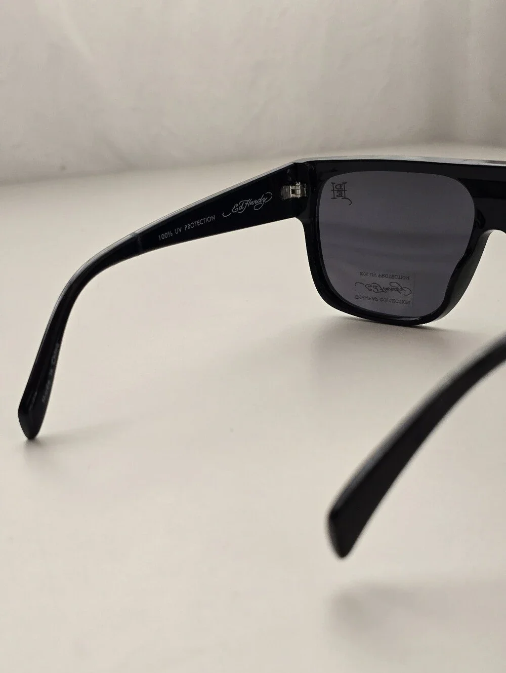 NEW Ed Hardy Flat Top Shield Sunglasses Black Skull Rose Tattoo